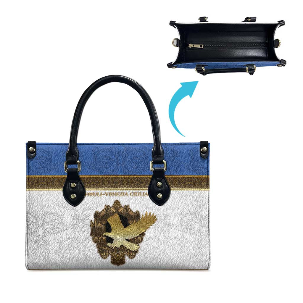 Italy Friuli-Venezia Giulia Leather Bag Golden Eagle With Baroque Patterns