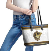 Italy Friuli-Venezia Giulia Leather Tote Bag Golden Eagle With Baroque Patterns