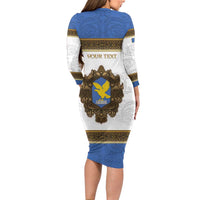 Personalized Italy Friuli-Venezia Giulia Long Sleeve Bodycon Dress Golden Eagle With Baroque Patterns