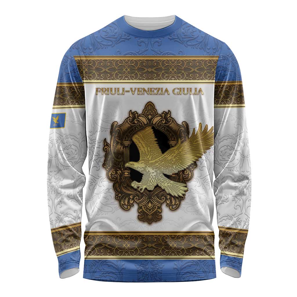Personalized Italy Friuli-Venezia Giulia Long Sleeve Shirt Golden Eagle With Baroque Patterns