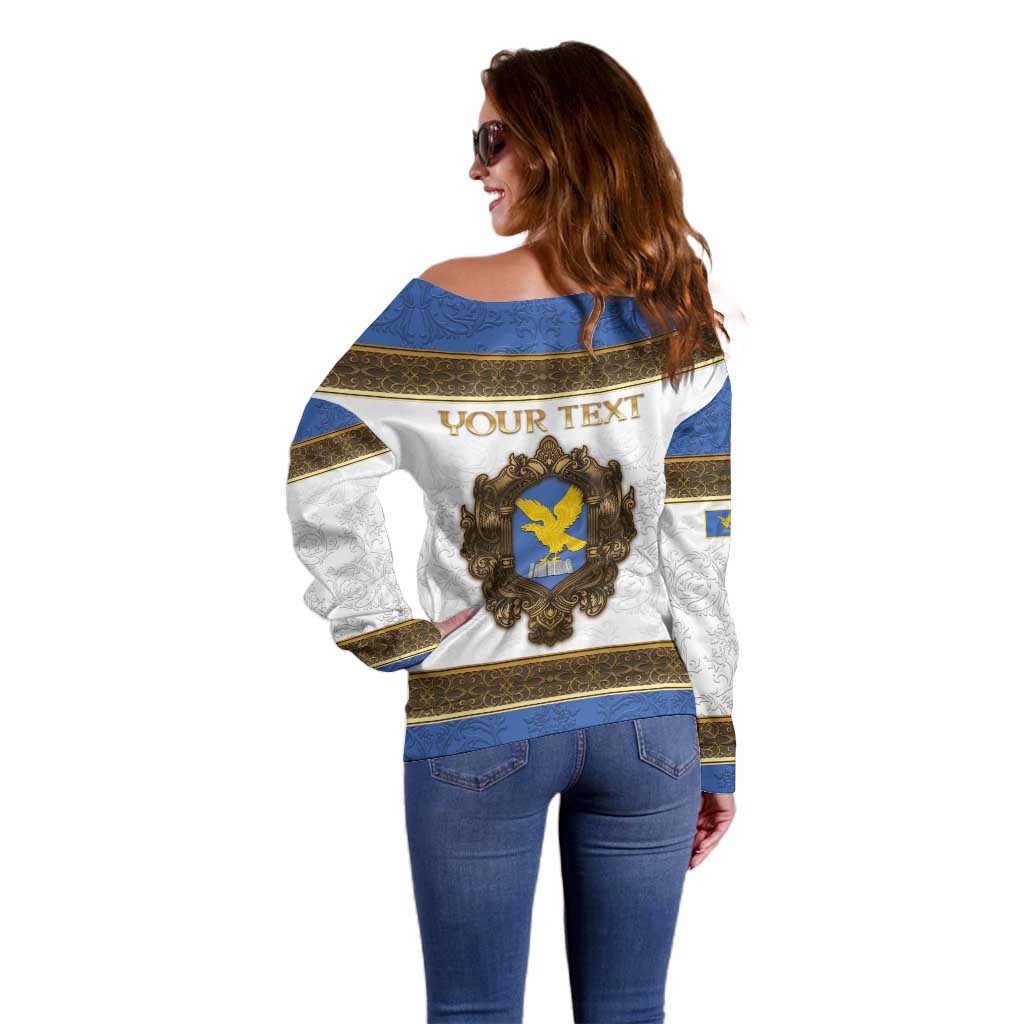 Personalized Italy Friuli-Venezia Giulia Off Shoulder Sweater Golden Eagle With Baroque Patterns