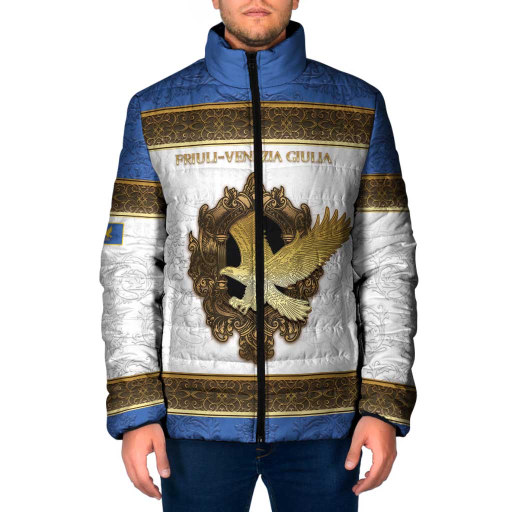 Personalized Italy Friuli-Venezia Giulia Padded Jacket Golden Eagle With Baroque Patterns