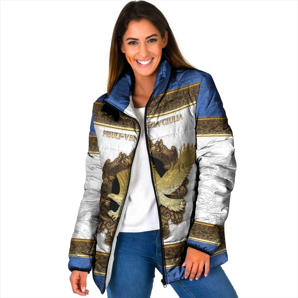 Personalized Italy Friuli-Venezia Giulia Padded Jacket Golden Eagle With Baroque Patterns