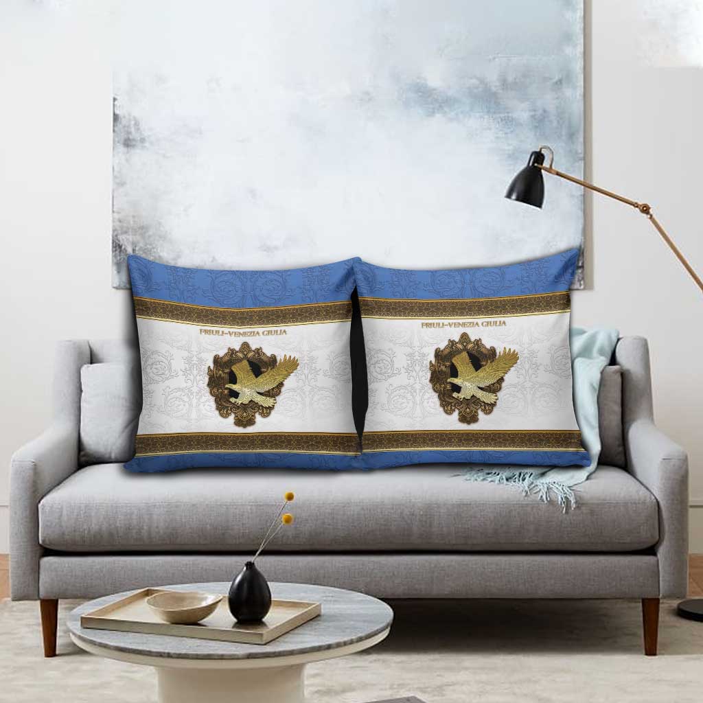 Italy Friuli-Venezia Giulia Pillow Cover Golden Eagle With Baroque Patterns