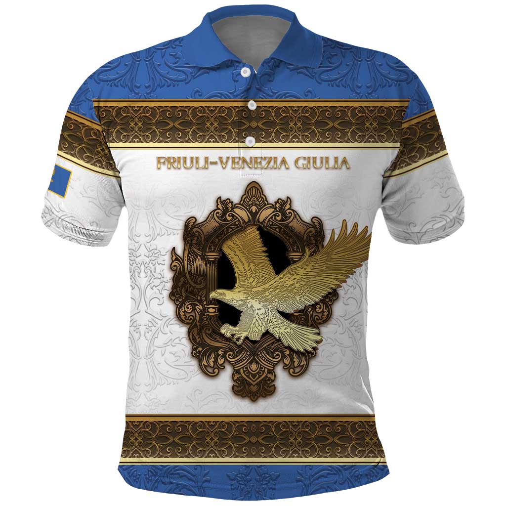 Personalized Italy Friuli-Venezia Giulia Polo Shirt Golden Eagle With Baroque Patterns