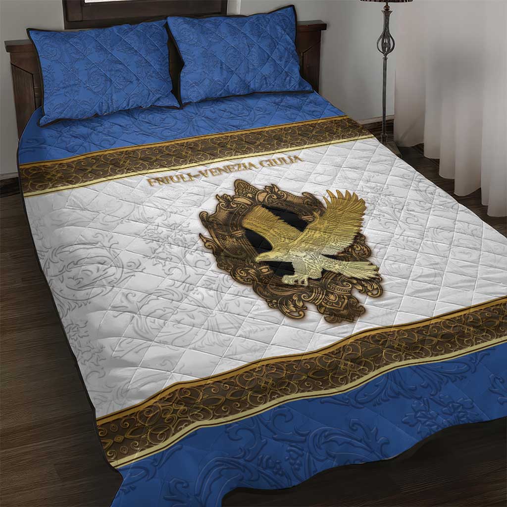 Italy Friuli-Venezia Giulia Quilt Bed Set Golden Eagle With Baroque Patterns