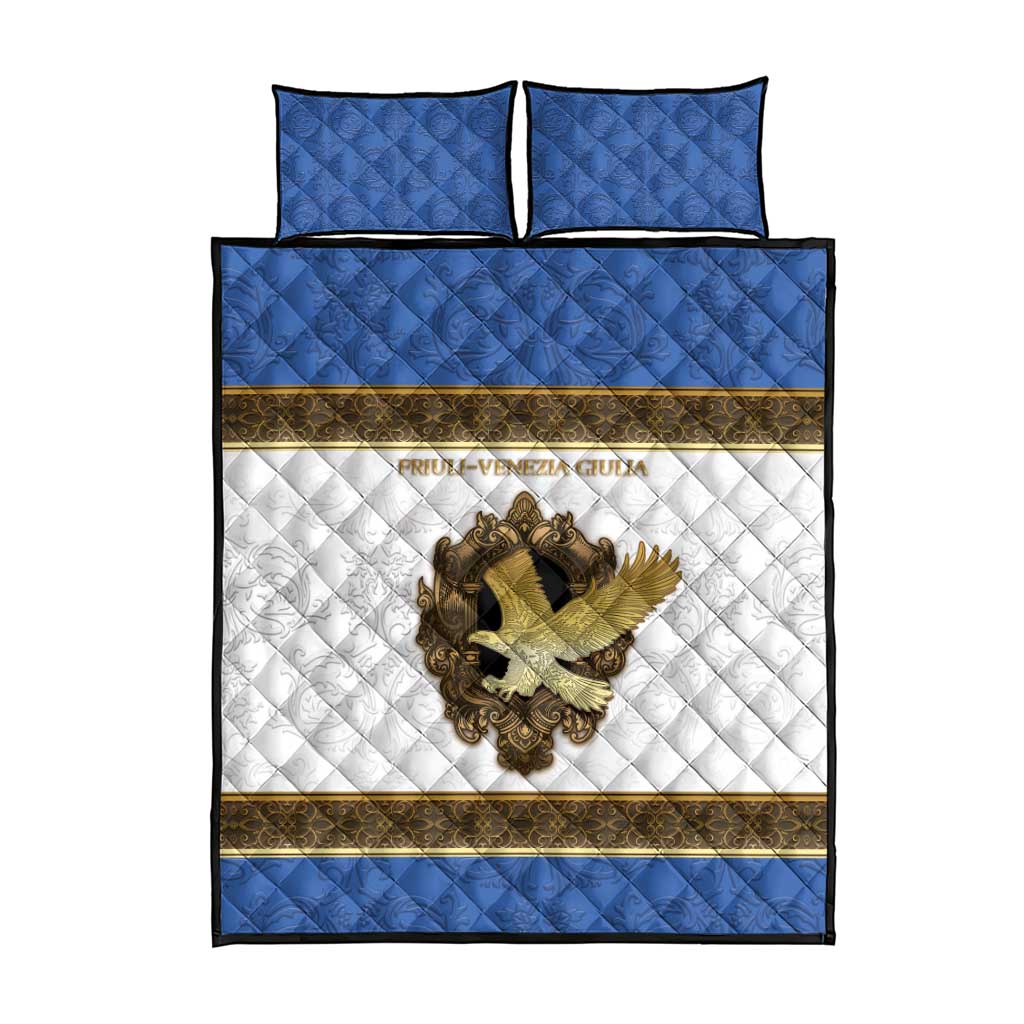 Italy Friuli-Venezia Giulia Quilt Bed Set Golden Eagle With Baroque Patterns