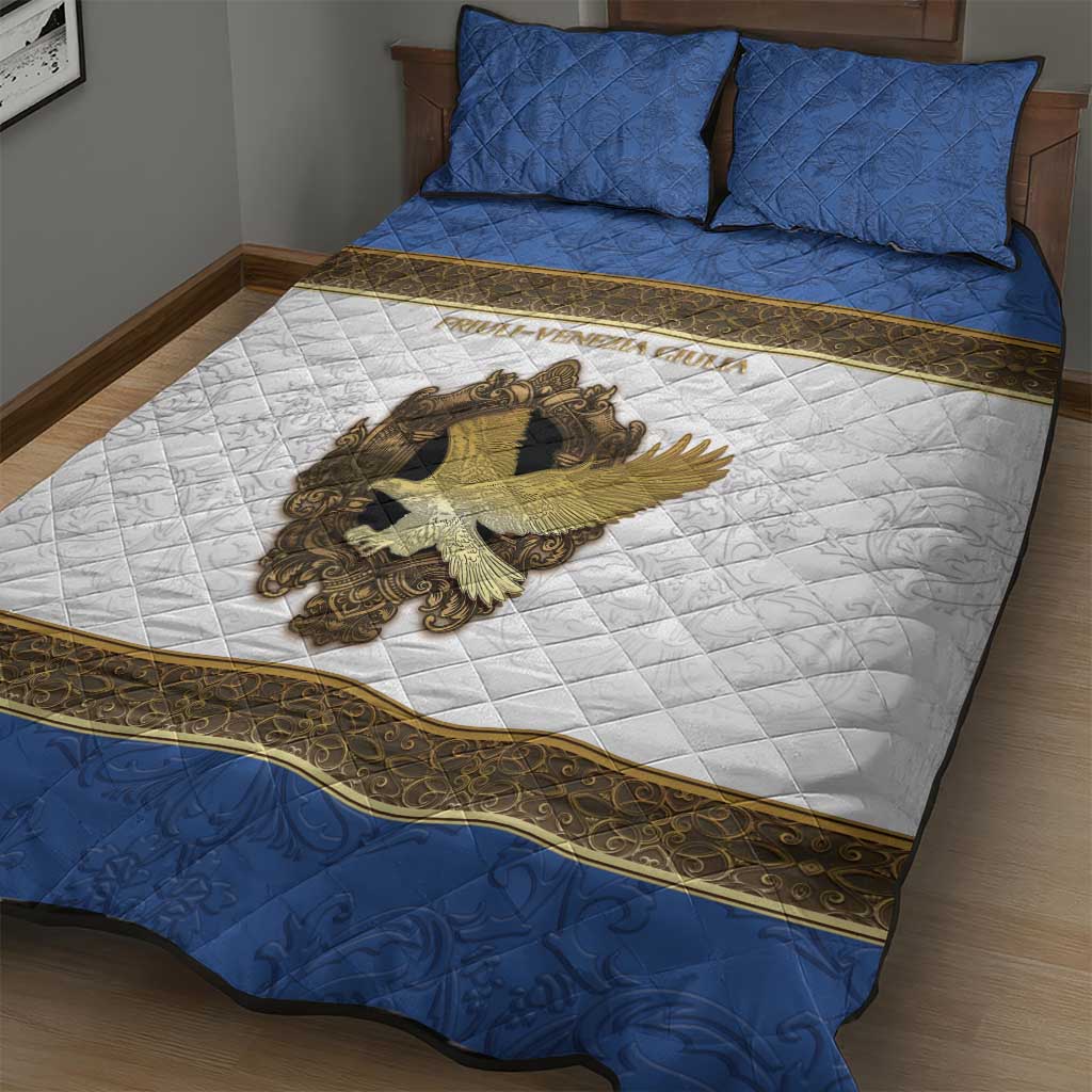 Italy Friuli-Venezia Giulia Quilt Bed Set Golden Eagle With Baroque Patterns