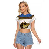 Personalized Italy Friuli-Venezia Giulia Raglan Cropped T Shirt Golden Eagle With Baroque Patterns
