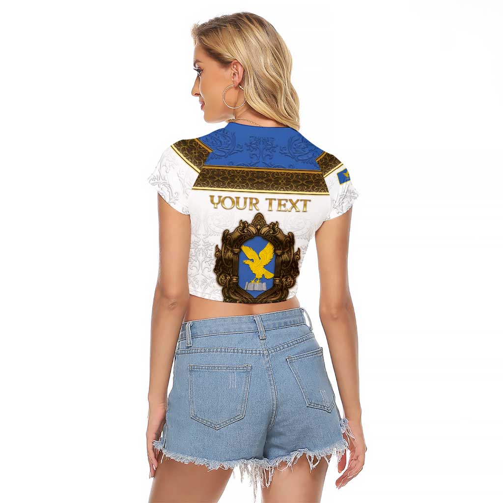 Personalized Italy Friuli-Venezia Giulia Raglan Cropped T Shirt Golden Eagle With Baroque Patterns