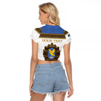 Personalized Italy Friuli-Venezia Giulia Raglan Cropped T Shirt Golden Eagle With Baroque Patterns