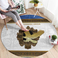 Italy Friuli-Venezia Giulia Round Carpet Golden Eagle With Baroque Patterns
