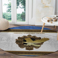 Italy Friuli-Venezia Giulia Round Carpet Golden Eagle With Baroque Patterns