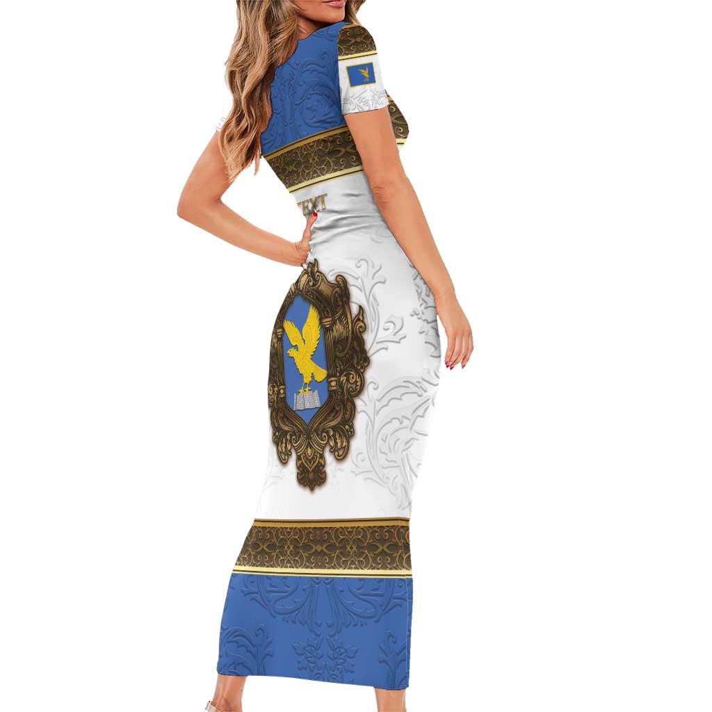 Personalized Italy Friuli-Venezia Giulia Short Sleeve Bodycon Dress Golden Eagle With Baroque Patterns