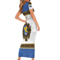 Personalized Italy Friuli-Venezia Giulia Short Sleeve Bodycon Dress Golden Eagle With Baroque Patterns