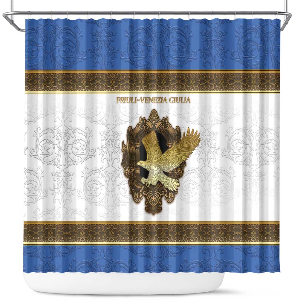 Italy Friuli-Venezia Giulia Shower Curtain Golden Eagle With Baroque Patterns