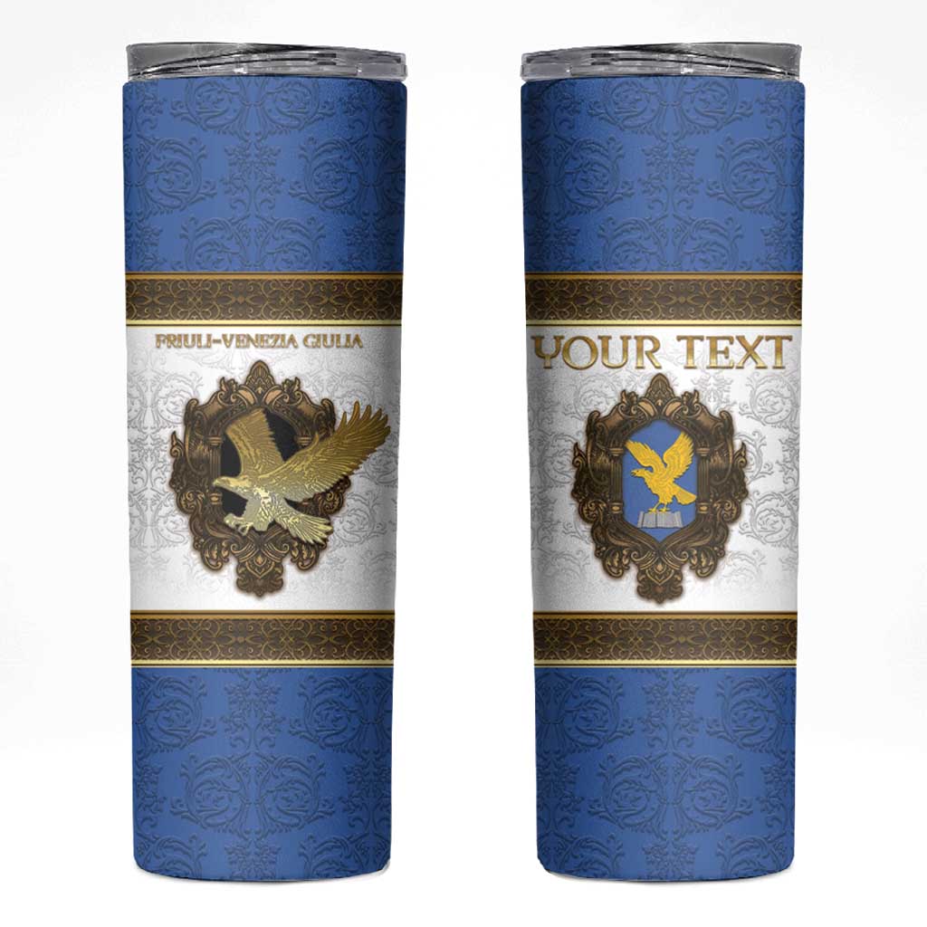 Personalized Italy Friuli-Venezia Giulia Skinny Tumbler Golden Eagle With Baroque Patterns