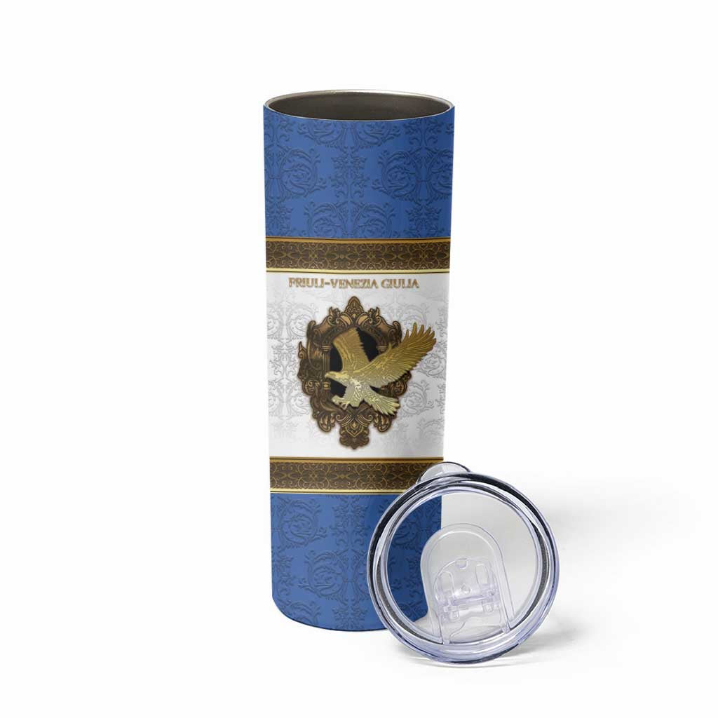 Personalized Italy Friuli-Venezia Giulia Skinny Tumbler Golden Eagle With Baroque Patterns