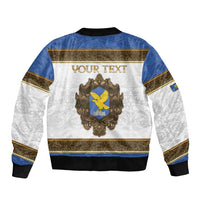 Personalized Italy Friuli-Venezia Giulia Sleeve Zip Bomber Jacket Golden Eagle With Baroque Patterns