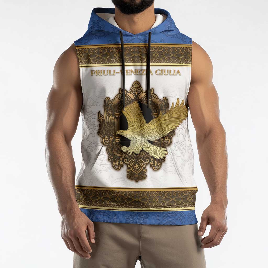 Personalized Italy Friuli-Venezia Giulia Sleeveless Hoodie Golden Eagle With Baroque Patterns