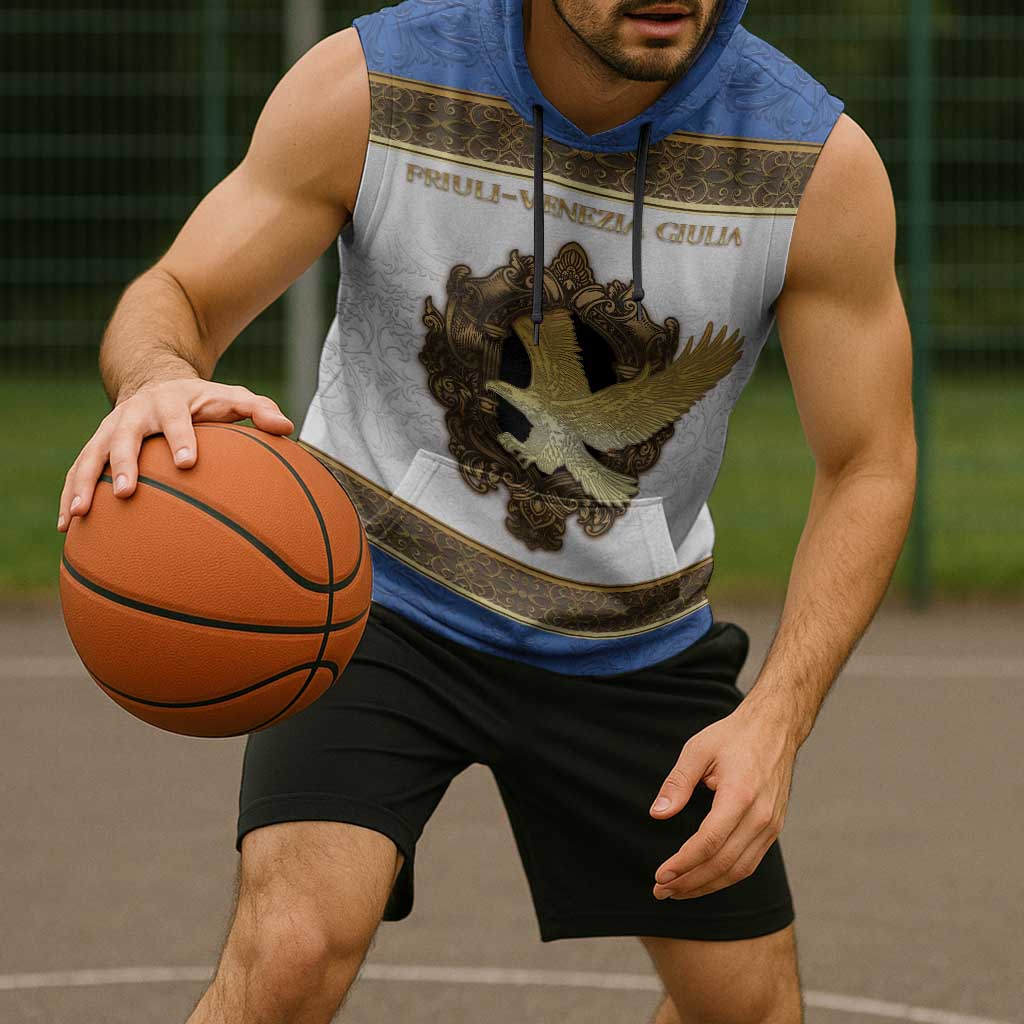 Personalized Italy Friuli-Venezia Giulia Sleeveless Hoodie Golden Eagle With Baroque Patterns