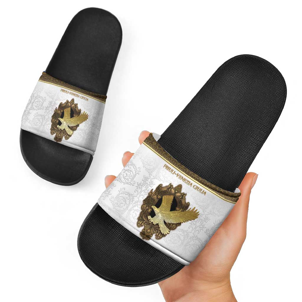 Italy Friuli-Venezia Giulia Slide Sandals Golden Eagle With Baroque Patterns