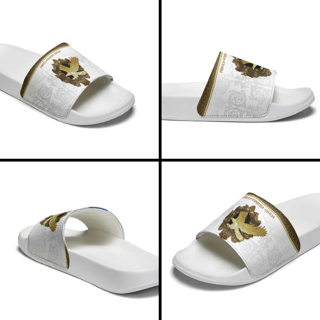 Italy Friuli-Venezia Giulia Slide Sandals Golden Eagle With Baroque Patterns