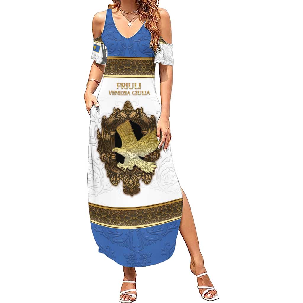 Personalized Italy Friuli-Venezia Giulia Summer Maxi Dress Golden Eagle With Baroque Patterns