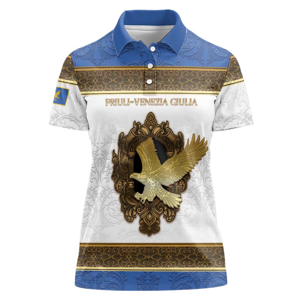 Personalized Italy Friuli-Venezia Giulia Women Polo Shirt Golden Eagle With Baroque Patterns
