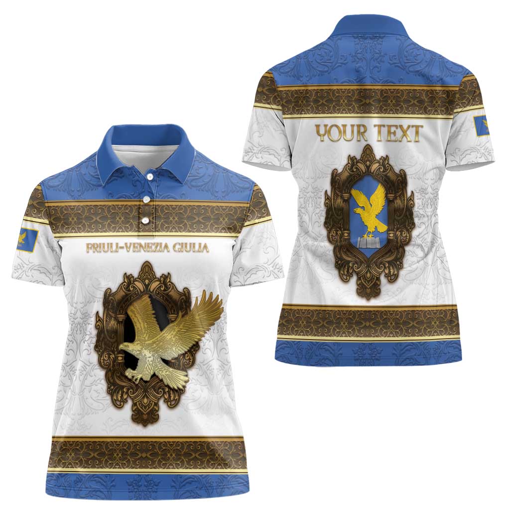 Personalized Italy Friuli-Venezia Giulia Women Polo Shirt Golden Eagle With Baroque Patterns