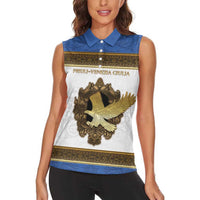 Personalized Italy Friuli-Venezia Giulia Women Sleeveless Polo Shirt Golden Eagle With Baroque Patterns