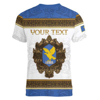 Personalized Italy Friuli-Venezia Giulia Women V-Neck T-Shirt Golden Eagle With Baroque Patterns
