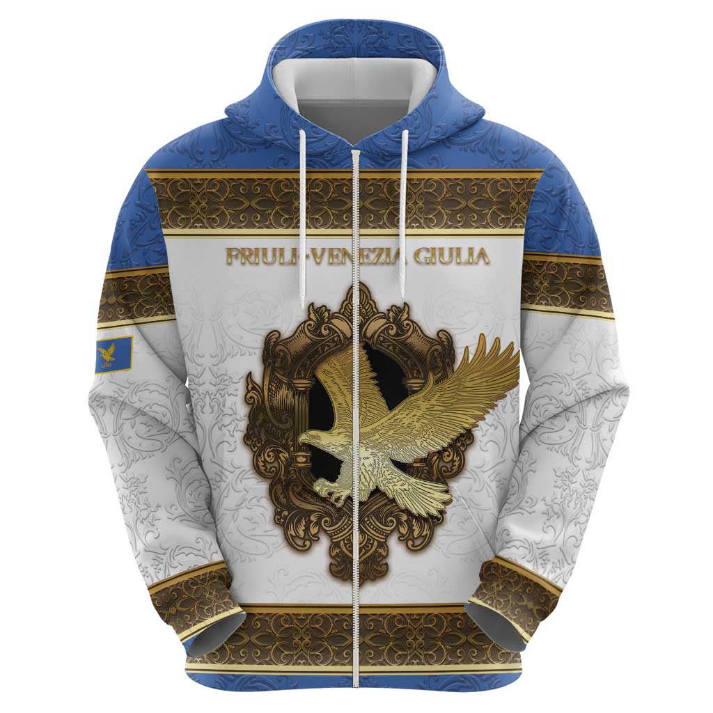 Personalized Italy Friuli-Venezia Giulia Zip Hoodie Golden Eagle With Baroque Patterns