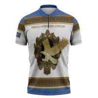 Personalized Italy Friuli-Venezia Giulia Zipper Polo Shirt Golden Eagle With Baroque Patterns