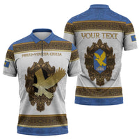Personalized Italy Friuli-Venezia Giulia Zipper Polo Shirt Golden Eagle With Baroque Patterns