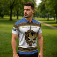 Personalized Italy Friuli-Venezia Giulia Zipper Polo Shirt Golden Eagle With Baroque Patterns