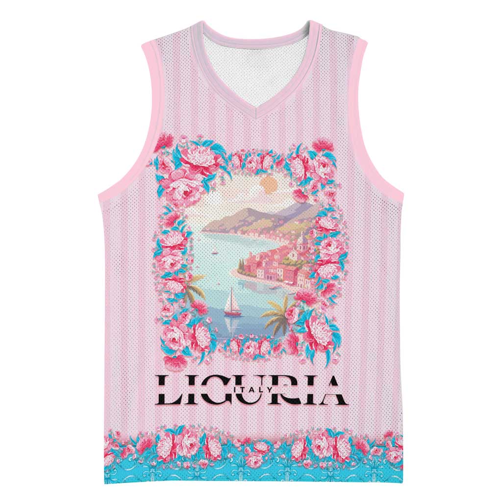 Personalized Italy Liguria Basketball Jersey Carnation Flowers Of The Riviera