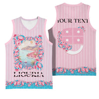 Personalized Italy Liguria Basketball Jersey Carnation Flowers Of The Riviera