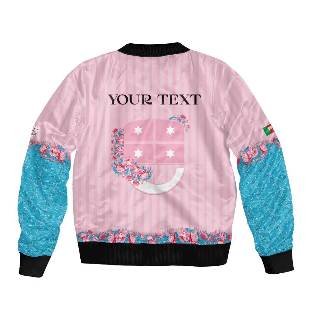 Personalized Italy Liguria Bomber Jacket Carnation Flowers Of The Riviera