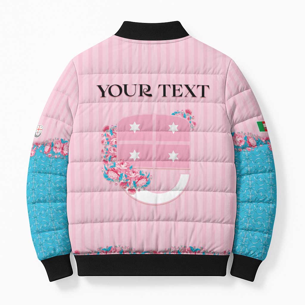 Personalized Italy Liguria Bomber Puffer Jacket Carnation Flowers Of The Riviera