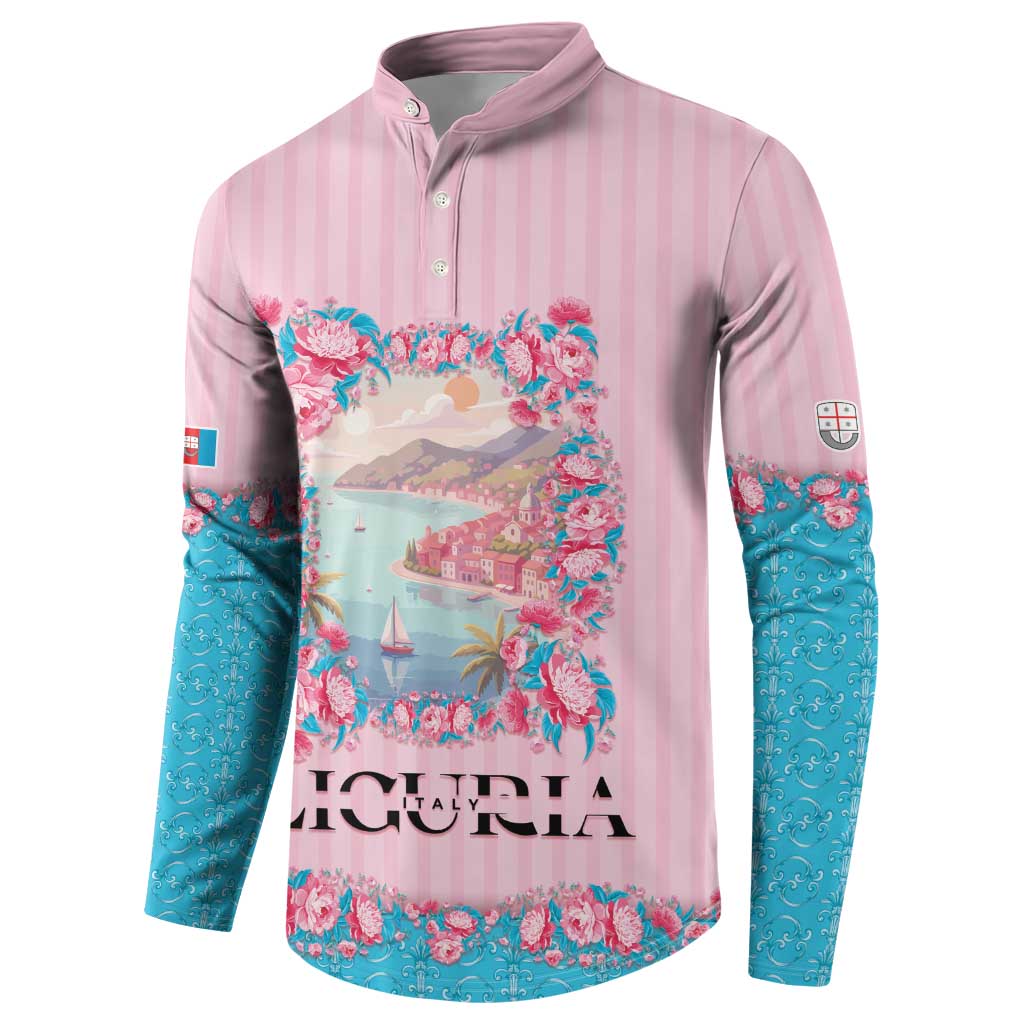 Personalized Italy Liguria Button Sweatshirt Carnation Flowers Of The Riviera
