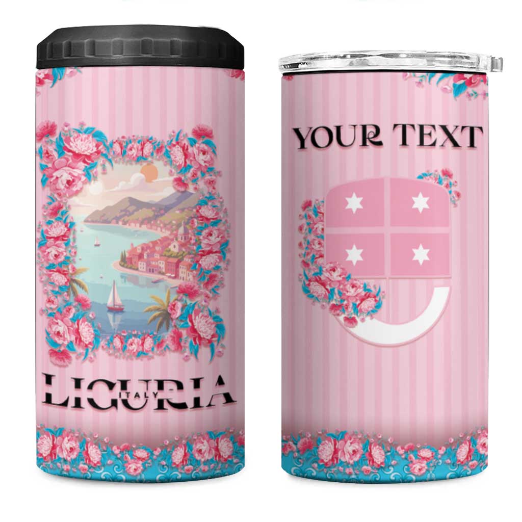 Personalized Italy Liguria 4 in 1 Can Cooler Tumbler Carnation Flowers Of The Riviera