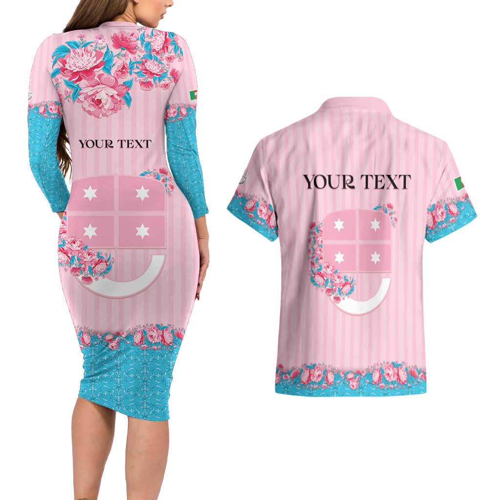 Personalized Italy Liguria Couples Matching Long Sleeve Bodycon Dress and Hawaiian Shirt Carnation Flowers Of The Riviera