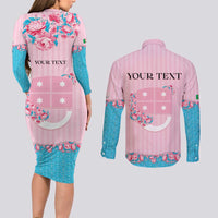 Personalized Italy Liguria Couples Matching Long Sleeve Bodycon Dress and Long Sleeve Button Shirt Carnation Flowers Of The Riviera