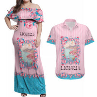 Personalized Italy Liguria Couples Matching Off Shoulder Maxi Dress and Hawaiian Shirt Carnation Flowers Of The Riviera