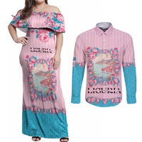 Personalized Italy Liguria Couples Matching Off Shoulder Maxi Dress and Long Sleeve Button Shirt Carnation Flowers Of The Riviera