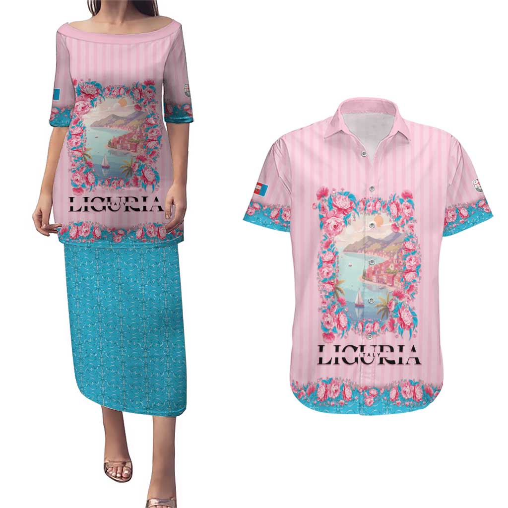 Personalized Italy Liguria Couples Matching Puletasi and Hawaiian Shirt Carnation Flowers Of The Riviera