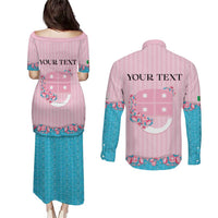 Personalized Italy Liguria Couples Matching Puletasi and Long Sleeve Button Shirt Carnation Flowers Of The Riviera