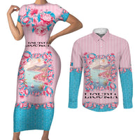 Personalized Italy Liguria Couples Matching Short Sleeve Bodycon Dress and Long Sleeve Button Shirt Carnation Flowers Of The Riviera