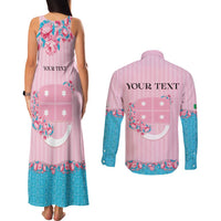 Personalized Italy Liguria Couples Matching Tank Maxi Dress and Long Sleeve Button Shirt Carnation Flowers Of The Riviera